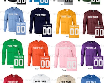 CUSTOM Long Sleeve T-Shirt JERSEY Personalized Any Color, Name, Number, Team Softball Baseball Football