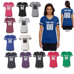 CUSTOM Women&#39;s Vintage GLITTER T-Shirt Jersey Personalized ANY Name Number Color