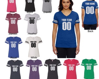 CUSTOM Women's Vintage GLITTER T-Shirt Jersey Personalized ANY Name Number Color