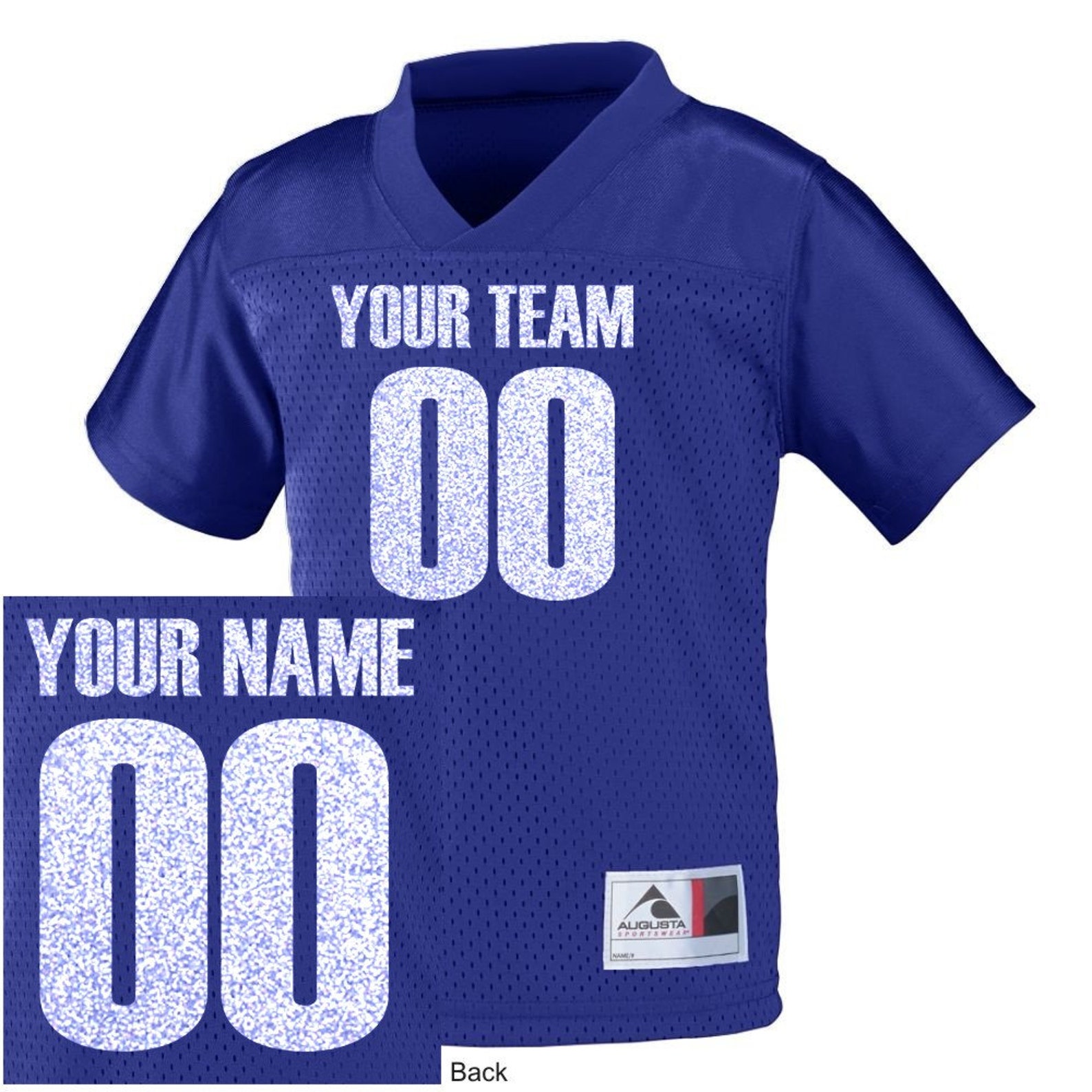 CUSTOM YOUTH Football Jersey ANY Color Personalized Glitter Etsy