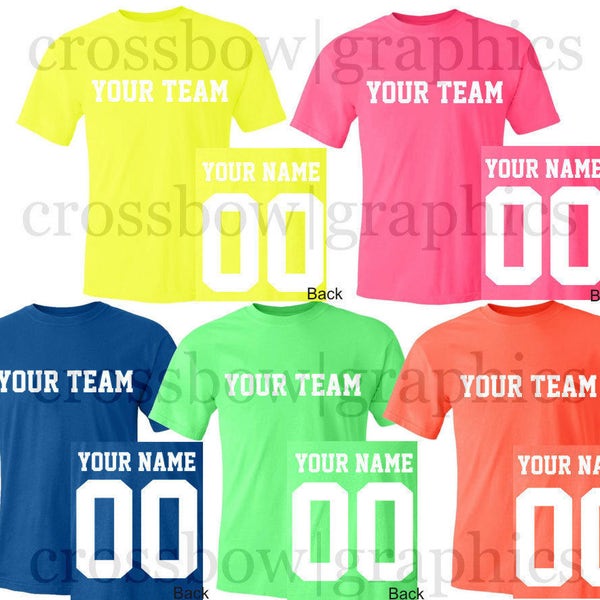 CUSTOM NEON T-Shirt JERSEY Personalized Any Color, Name, Number, Team Softball Baseball Football