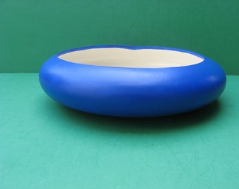 9 incl round blue ceramic footed planter for your succulents, bonsai cactus or fairy garden.  made in USA!!!!