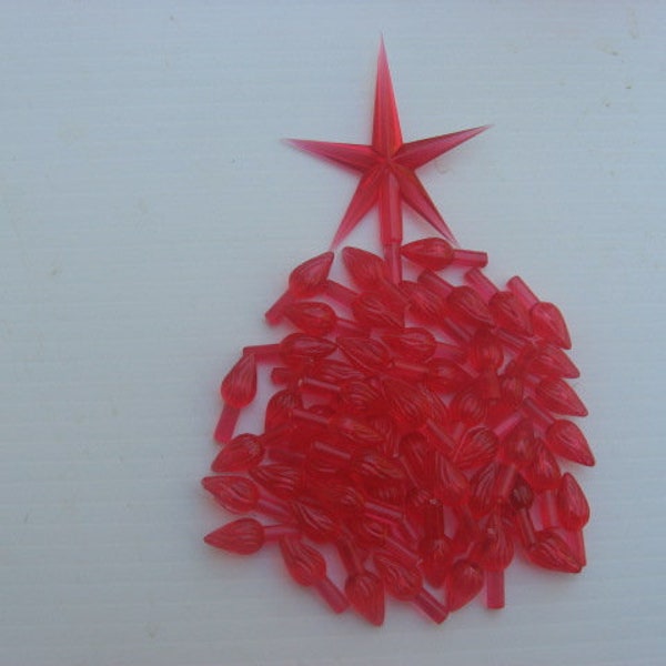 50 replacement red plastic bulbs and red plastic star for medium/large ceramic Christmas tree