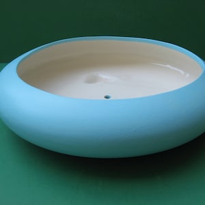 Beautiful 9 inch round turquoise ceramic planter for succulents, cactus, fairy garden etc...made in USA!!!
