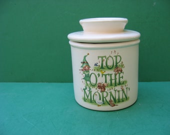 top o' mornin. Irish Celtic  2 piece ceramic butter crock...Awesome!!!!!