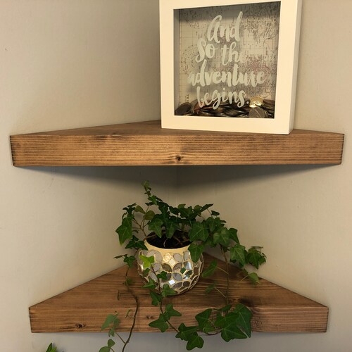 Chunky Rustic Wood Floating Corner Shelf Rustic Wooden Etsy UK