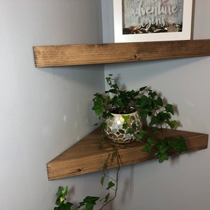 Chunky Rustic Wood Floating Corner Shelf Rustic Wooden Corner Shelf Chunky Wood Corner Shelves Wood Scaffold Board Rustic Floating Shelf image 3