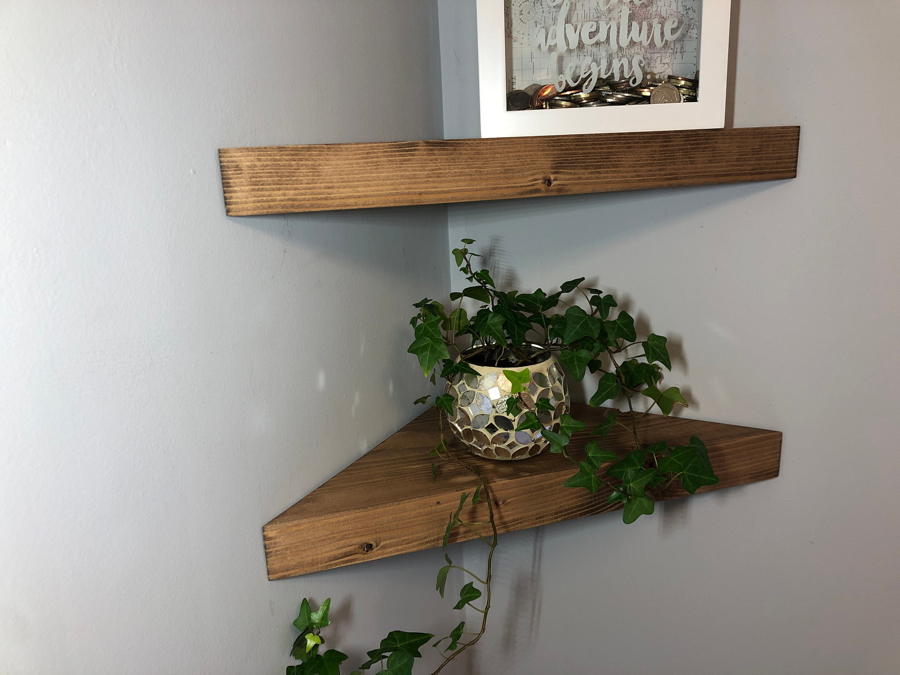 Chunky Rustic Wood Floating Corner Shelf Rustic Wooden Etsy UK