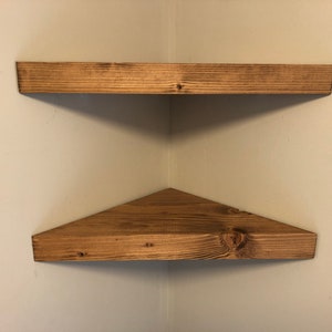 Chunky Rustic Wood Floating Corner Shelf Rustic Wooden Corner Shelf Chunky Wood Corner Shelves Wood Scaffold Board Rustic Floating Shelf image 4