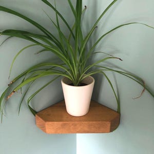 Handmade Wooden Corner Shelf, Floating Diamond Design. Wood Shelving for Living Rooms, Kitchens & Hallways