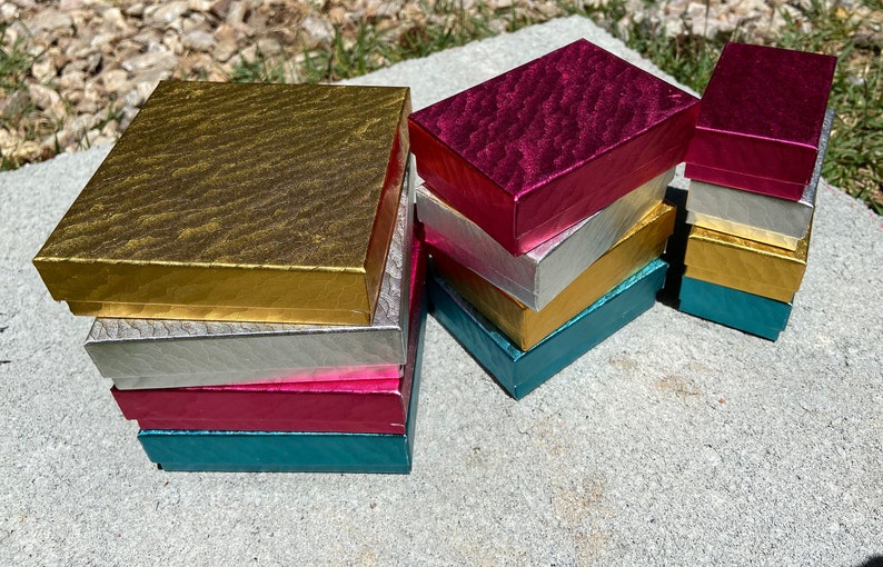 Cotton Lined Colorful Jewelry Gift Boxes Etsy