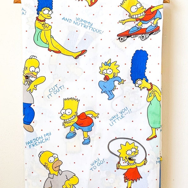 Vintage The Simpsons Twin Size Flat Sheet - ‘90s Simpsons Fabric