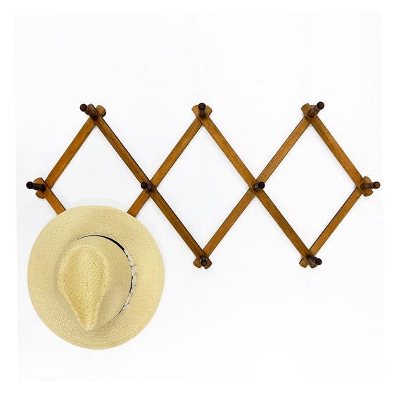 Vintage Accordion Wall Rack Large Wood Peg Mug Rack Hat Etsy