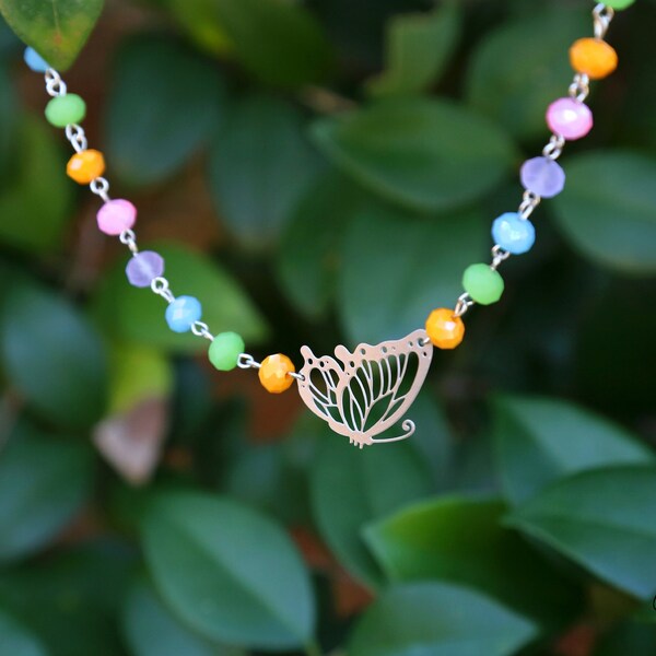 Pastel Butterfly Necklace