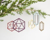 Mix & match promo! 4 pack of eco-friendly geometric wood tree ornaments - pet friendly and child friendly