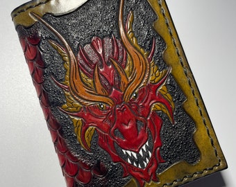 Red Dragon Hand Tooled Vertical Bifold