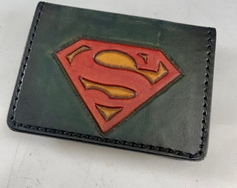 Superman hand tooled leather card wallet