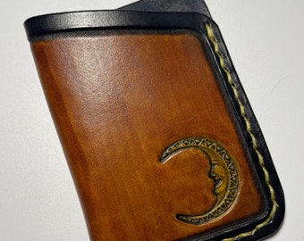 Yellow Crescent Moon Embossed Card Wallet