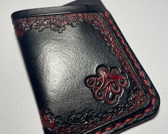 Red Octopus Embossed Card Wallet