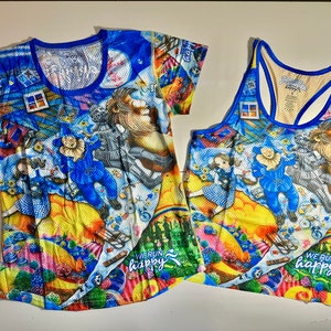 Camiseta e regata tecnológica para corrida de maratona Garmin inspiradas no Mágico de Oz - Corremos felizes