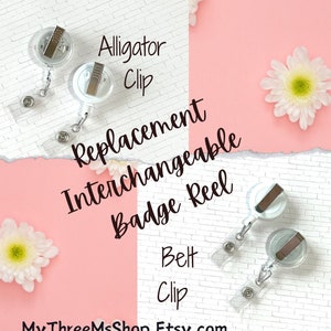 Replacement Belt Clip Badge Reel, Hook and Loop Badge Reel Only, Interchangeable Badge, Badge Holder Badge Pull, Replacement Alligator Badge