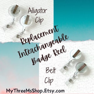 Replacement Interchangeable Badge Reel, Hook and Loop Badge Reel Only, Badge Reel, Badge Holder Badge Pull, Belt Clip Badge, Alligator Badge