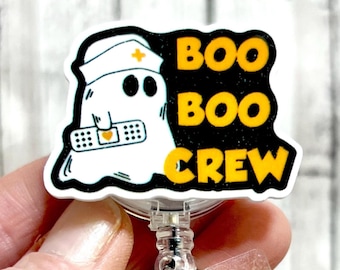 Boo Boo Crew Badge Reel, Nurse Halloween Badge, Funny Medical Badge Holder, Healthcare Worker Gift, Bandage Badge Reel, Nurse Accessories