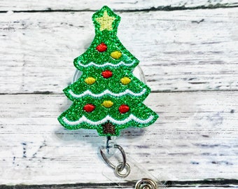 Christmas Tree Badge Reel, Holiday Badge Reel, Interchangeable Badge Topper, Badge Buddy, Nurse Badge Reel, RN Badge Reel, Medical Badge