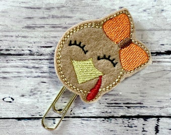 Turkey Girl Planner Clip, Thanksgiving Paperclip Bookmark, Fall Bookmark, Cute Feltie Planner Clip, Teacher Supplies, Journaling Accessory