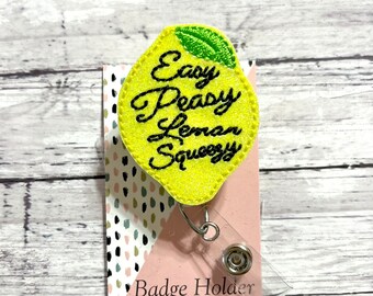 Glitter Lemon Badge Reel, Lemon Badge Holder, Nurse Badge Reel, RN Retractable Badge, Teacher Badge Reel Medical Id Badge Clip, Feltie Badge