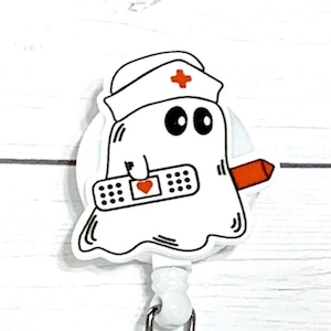 Boo Boo Ghost Badge Reel, Nurse Halloween Badge Holder, Spooky Badge Pull Nurse Badge Reel, Ghost Badge Clip, Name Tag ID Clip RN Badge Reel