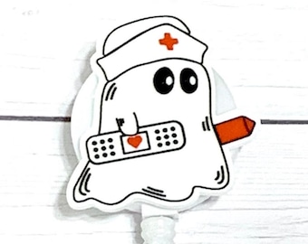 Boo Boo Ghost Badge Reel, Nurse Halloween Badge Holder, Spooky Badge Pull Nurse Badge Reel, Ghost Badge Clip, Name Tag ID Clip RN Badge Reel