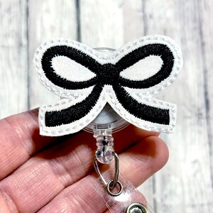Black Coquette Bow Badge Reel, Pretty Bow Badge Holder, Black Bow Badge, Girly Badge Reel, Southern Bow Nurse Id Holder, Ribbon Badge Reel