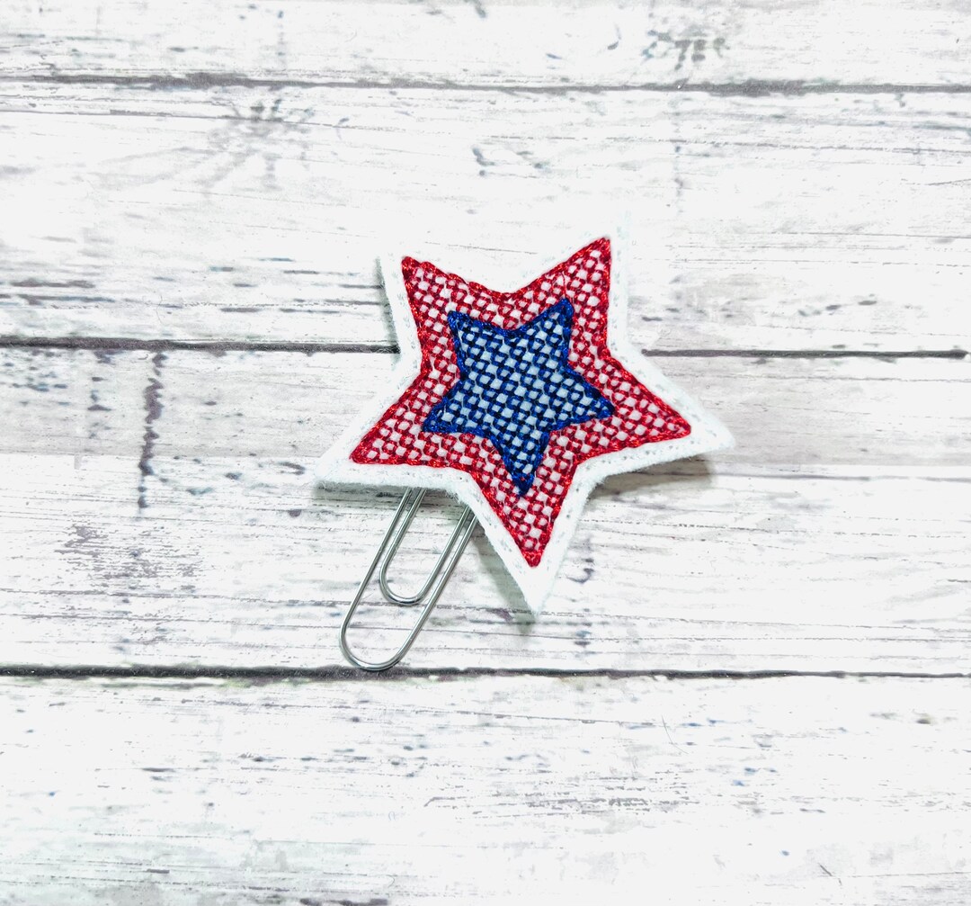 Patriotic Star Feltie Clip, Star Bookmark, 4th of July Paperclip, USA