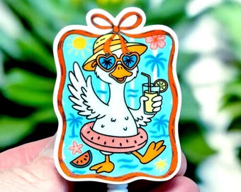 Summer Goose Badge Reel, Summertime Fun Badge, Silly Goose Badge Reel, Floating Goose Badge, Peds Nurse Badge, Goosey Badge, Beach Badge