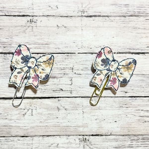 Floral Bow Bookmark, Coquette Bow Planner Paperclip, Pretty Bow Planner Accessory, Bow Bible Bookmark, Gift for Book Lover, Flower Bow Page