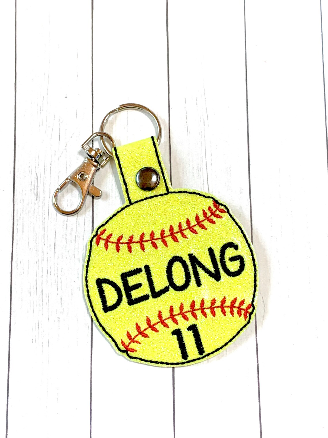 Softball Keychains Yellow Softball Snaptab Key Chains Etsy