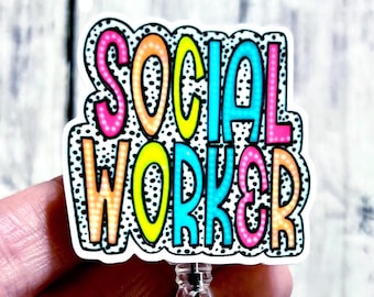 Social Worker Badge Reel, Gift for Social Worker, LCSW Badge Reel ID Holder, Mental Health Acrylic Badge Pull, Badge Holder, Social Work