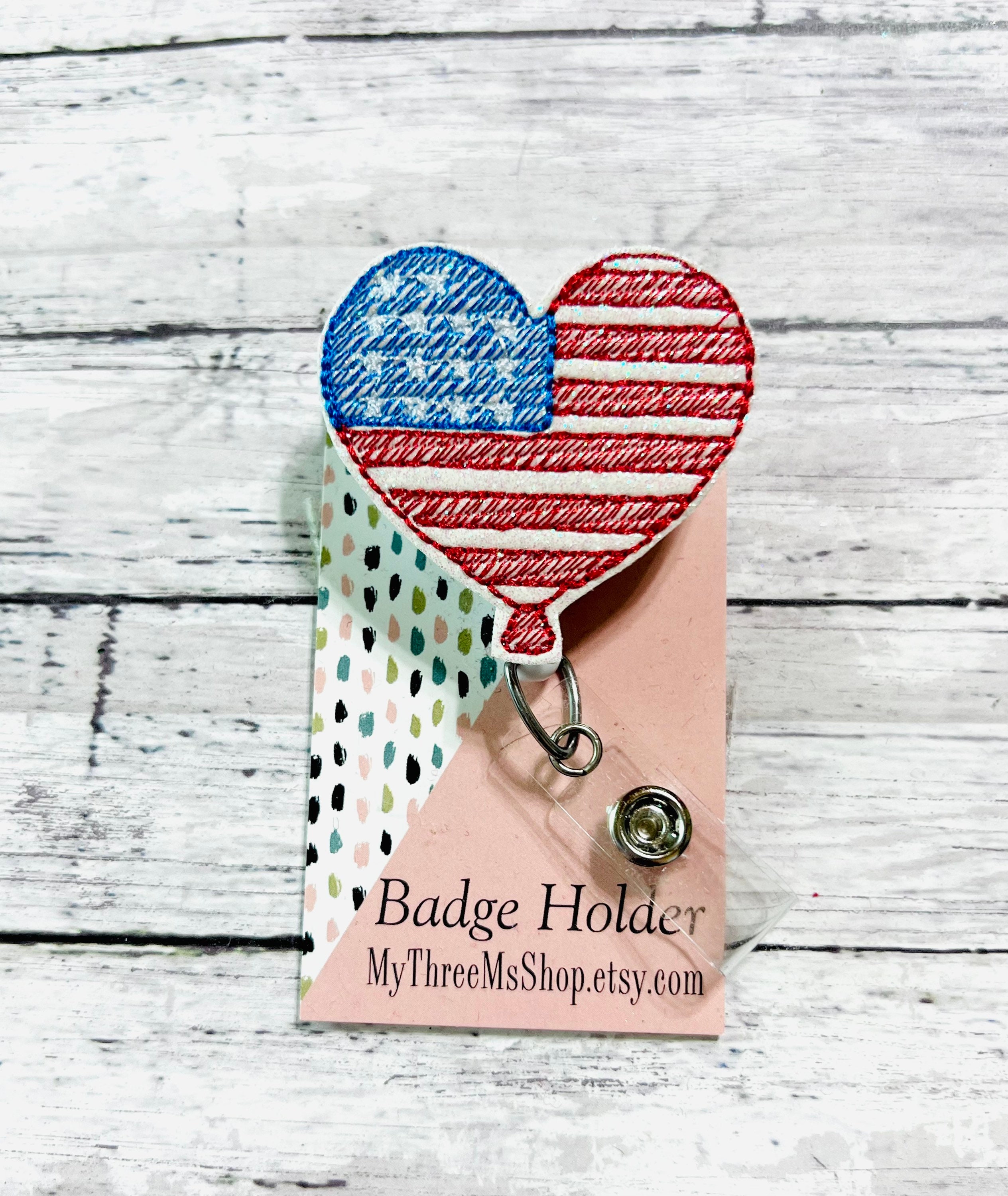 Patriotic Badge Reel/4th of July Badge Reel/badge Holder/id Holder
