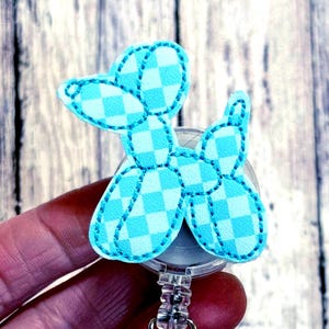 Balloon Dog Badge Reel, Checkered Dog Badge, Dog Lover Badge Topper, Vet Retractable Badge, Nursing Badge Holder, Dog Mama Badge, Dog Lover