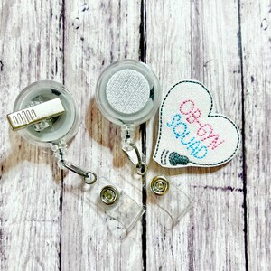 OB-GYN Badge Reel, Ultrasound Heart Badge Reel, Interchangeable Badge ...