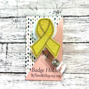 Gold Ribbon Badge Reel, Awareness Badge Reel, Interchangeable Badge Topper, Cancer Badge Buddy, Nurse Badge Reel, RN Badge, Survivor Badge Permanent BELT Clip