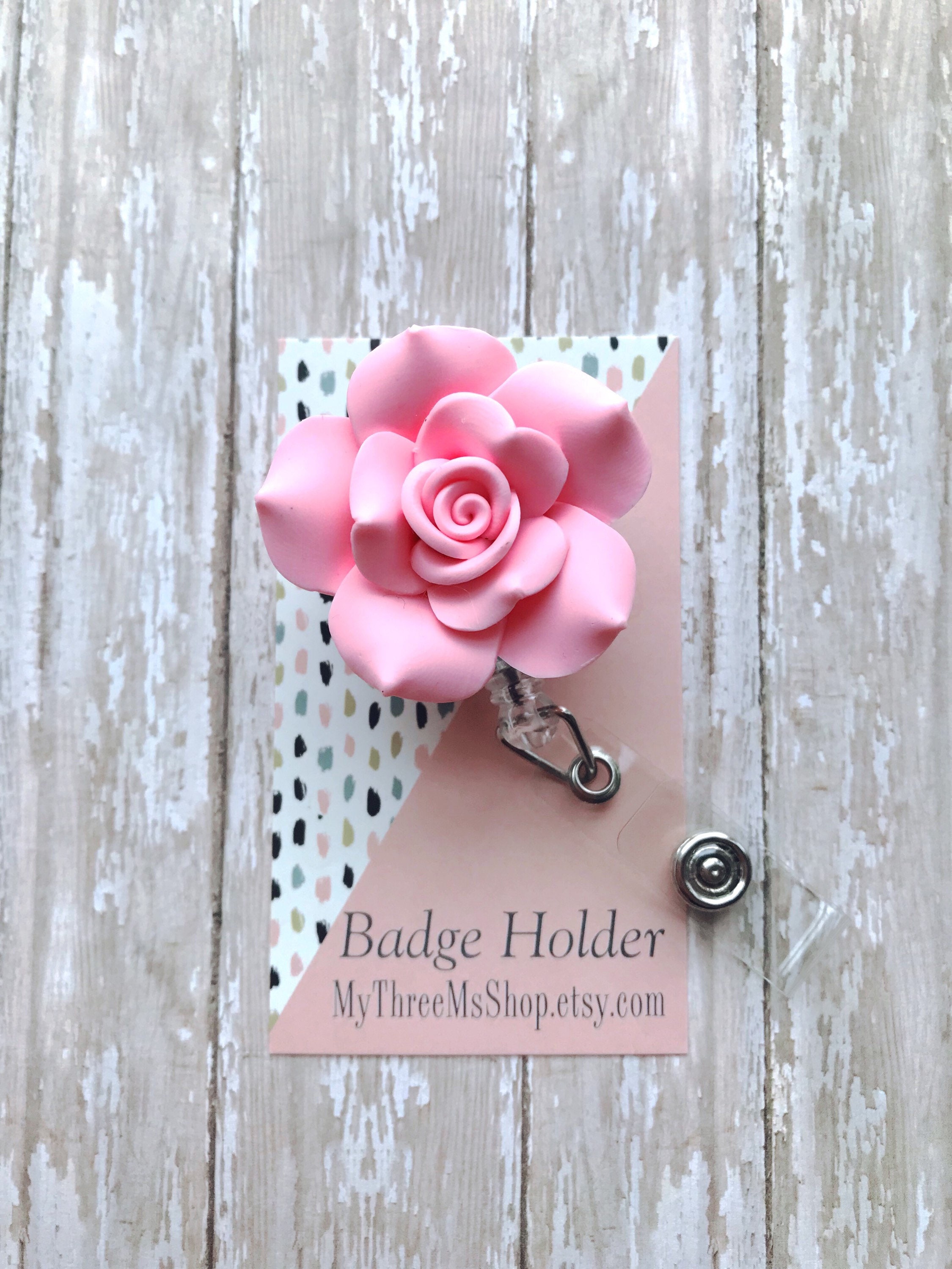 Roses Badge Reel Badge Reel Nurse Gift Badge Reel Flowers Retractable Badge Reel ID Clip ID Badge Holder