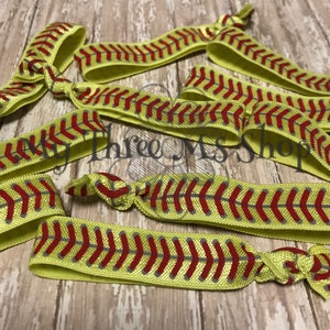 Softball Hair Ties Softball Elastic Hair Band, Softball Seam Hair Ties Softball Stitches Ponytail Holders, Softball Gift Team Gift, Softball image 3