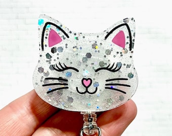 Cat Badge Reel, Cute Cat Badge For Vet, Cat Mom Stocking Stuffer Ideas, Christmas Gifts For Cat Lovers, Vet Tech Badge Holder for Nurse