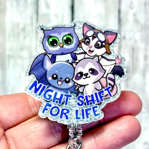 Night Shift Crew Nurse Badge, Funny Raccoon Badge Reel, Team Night Shift Badge Holder, Nurse All Night Badge, Cute Coworker Gift, HealthCare