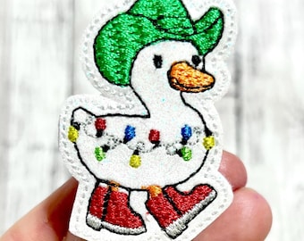 Christmas Duck Badge Reel, Feltie Badge Topper, Retractable Badge, Nursing Badge Holder, Glitter Name Badge, Badge Holder, Country Christmas