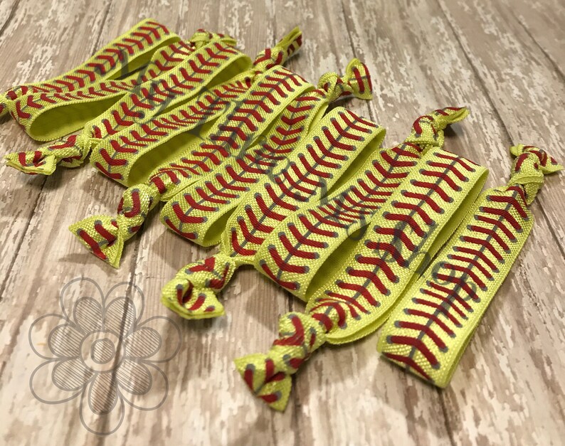 Softball Hair Ties Softball Elastic Hair Band, Softball Seam Hair Ties Softball Stitches Ponytail Holders, Softball Gift Team Gift, Softball image 4