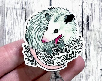 Possum Badge Reel, Acrylic Badge Reel, RN ID Holder, Nurse Gift, Night Shift, Weird Acrylic Badge, Good Kitty Badge Reel, Animal Badge Reel