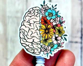 Floral Brain Badge Reel, Mental Health Matters Badge Holder, Neurology Nurse Badge Id, Neuro Badge Reel, Psychologist Badge, Anatomy Badge